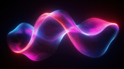 Wall Mural - twisting 3d helix made of glowing neon lines suspended in a dark space
