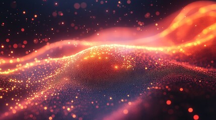 Wall Mural - dynamic particle network of glowing dots and lines connecting in a web-like structure, evoking digit