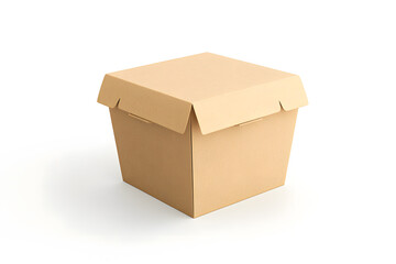 Blank craft box mockup, isolated on white background. Empty cardboard container	