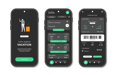 Wall Mural - online airline ticket booking design for mobile application. airline ticket booking platform screen.