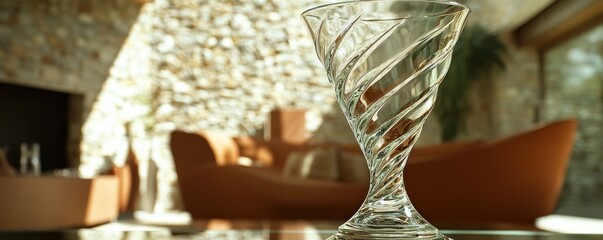 Sticker - A decorative glass vase with a spiral design, set in a cozy, modern living room.