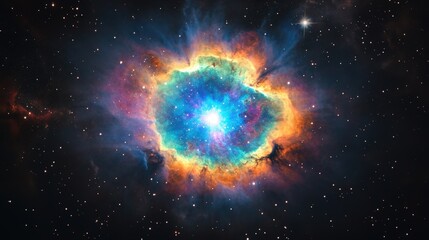 A mesmerizing scene featuring a colorful galaxy cloud nebula surrounded by twinkling stars in the cosmos.
