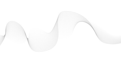 White wave curve lines banner background design. Abstract soft wave lines dynamic flowing gray light isolated background. Vector Illustration of the gray pattern of lines. Black stripes on white .	
