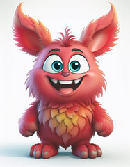 Meet the happiest fuzzy monster ever!  Big eyes, a wide smile, and fluffy red fur—pure joy in a digital creature!