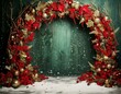 © MW Photography  - Christmas photography portrait backdrop, festive slower arch background, frame for holidays, digital background