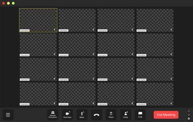 Wall Mural - empty virtual meeting grid showcasing numerous placeholders waiting for participants to join the onl