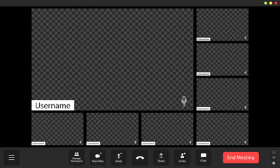Wall Mural - a virtual meeting platform displaying empty participant boxes, highlighting the anticipation of conn