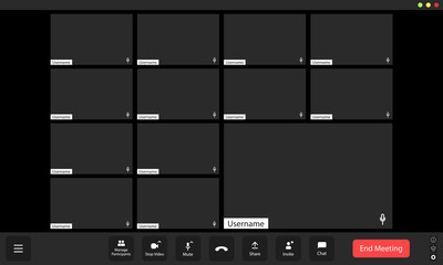 Wall Mural - virtual meeting platform in use with empty participant windows during a scheduled online conference 