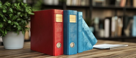 Hyper-realistic Office Scene with Colorful Binders