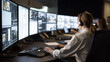 © forenna - Cybersecurity Team Monitoring Defense Systems on Virtual Dashboards