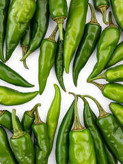 Green chili peppers collection, isolated, PNG set