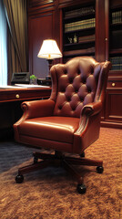 Sticker - Executive Office with Luxury Leather Chair and Mahogany Desk  