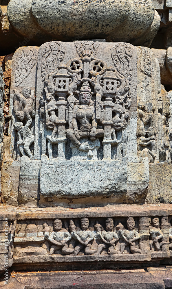 Carvings of Hindu deities and erotic sculptures on the adhisthana of ...