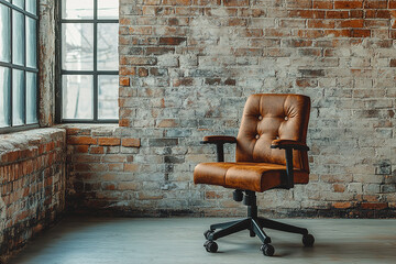 Canvas Print - Industrial-Style Office Chair in a Chic Loft Workspace