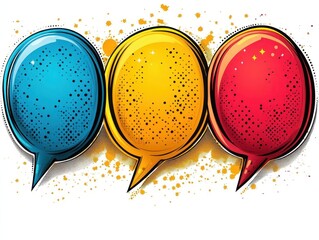 Wall Mural - empty comic speech bubbles with halftone shadows, designed in a retro cartoon style, emphasizing com