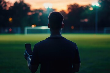 A person standing outdoors, holding a cell phone, suitable for use in news, social media or outdoor lifestyle images