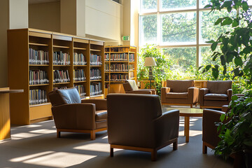 Sticker - Quiet Air Conditioning Enhancing Comfort in Modern Library  