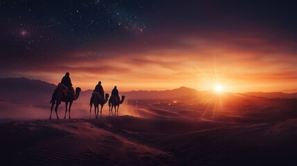 Wall Mural - christmas jesus birth concept - adoration of the magi, three wise men, three kings, and the three bi