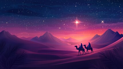Wall Mural - christmas jesus birth concept - adoration of the magi, three wise men, three kings, and the three bi