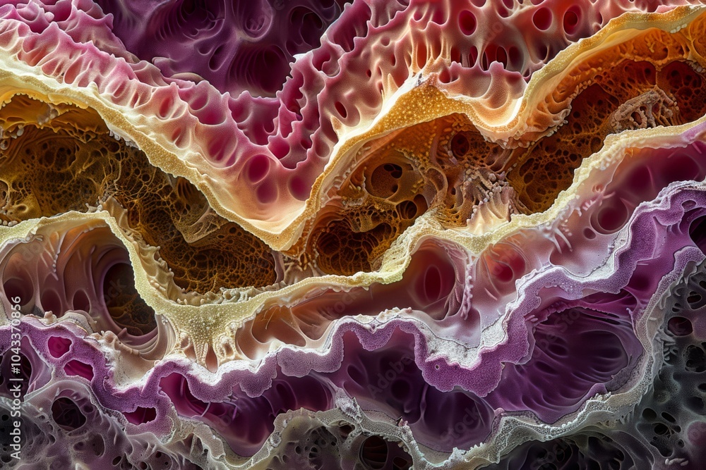 Intestinal Tissue: A detailed microscopic view of intestinal tissue ...