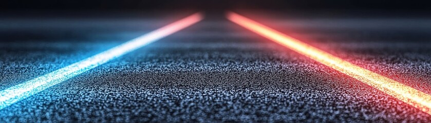 Wall Mural - a striking image featuring blue and red illuminated lines on a textured surface, creating a futurist