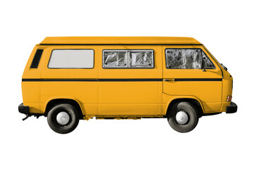 Wall Mural - Yellow campervan png sticker, transparent background