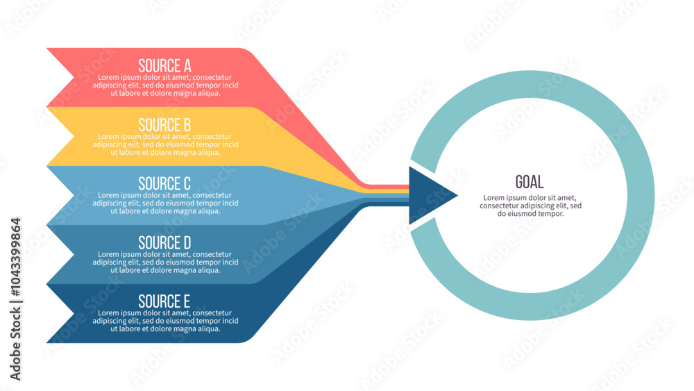 Business infographic template. Arrow chart with 5 options, steps ...