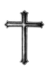 Wall Mural - hand drawn cross sticker with a white border design element