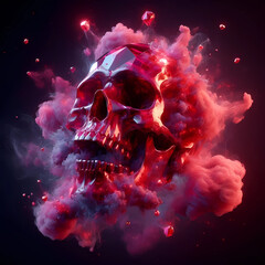 Ruby Crystal Skull in a space nebula