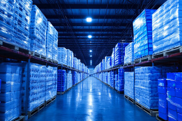 Wall Mural - Cold Storage Warehouse Storing Refrigerated Goods in Steel Structure  