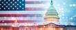 © AucArtStudio - A vibrant image of the U.S. Capitol building set against an American flag backdrop, symbolizing democracy and governance.