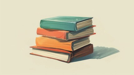 retro style, the image shows an illustration of a stack of three books