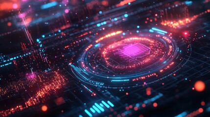 Wall Mural - futuristic digital interface displaying intricate quantum algorithms and financial graphs,