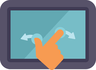 Wall Mural - this flat icon features a hand performing a two finger zoom gesture on a digital tablet screen