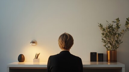 Corporate breakup sadness in a quiet office corner. Featuring a figure staring blankly at the wall. Showcasing the emotional toll of a corporate breakup. Ideal for personal reflection pieces