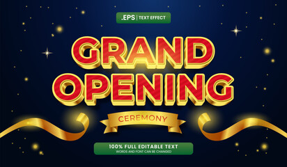 Wall Mural - golden text effect grand opening ceremony. editable 3d text effect vector illustration