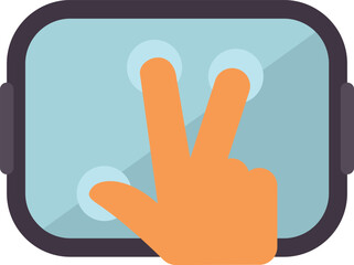 Wall Mural - cartoon style vector illustration of a hand interacting with a touchscreen device