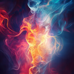 Wall Mural - Dynamic swirl of vibrant colors and smoky textures blending in a mesmerizing abstract design