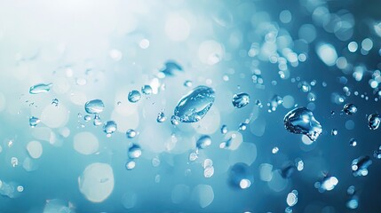 Canvas Print - Light blue sparkling water droplets on glass, creating a refreshing and clean effect.