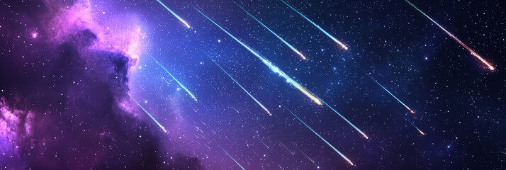 Wall Mural - space meteorites flying across the starry sky.