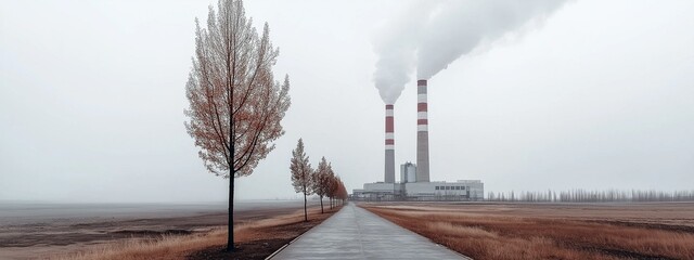 View of thermal power plant in the urban landscape. Energy industry. Environmental pollution. Ecology.