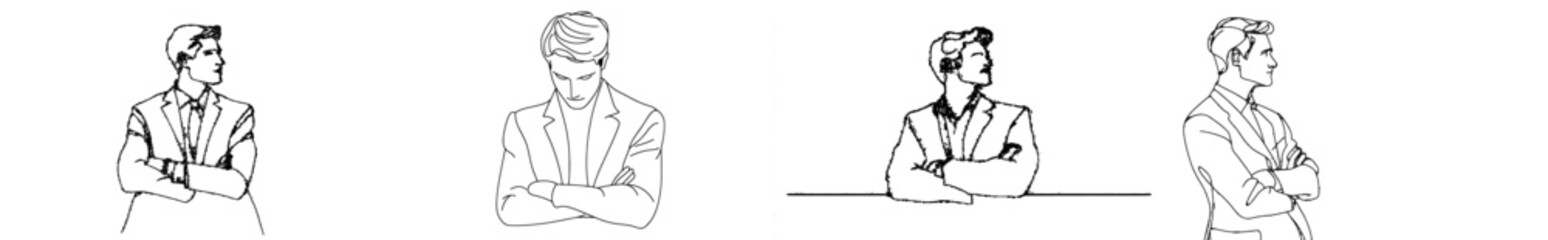 Poster - Drawing of a businessman thinking hard in continuous line