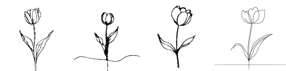 Aufkleber - In this modern illustration, an abstract flower can be seen in one line.