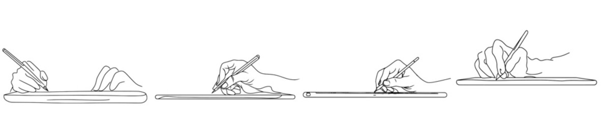 Fototapete - Illustration of a single continuous line drawing of hand gesture fast writing on paper at a clipboard. Business to-do list drawn on a notebook concept. Design of one continuous line drawing.