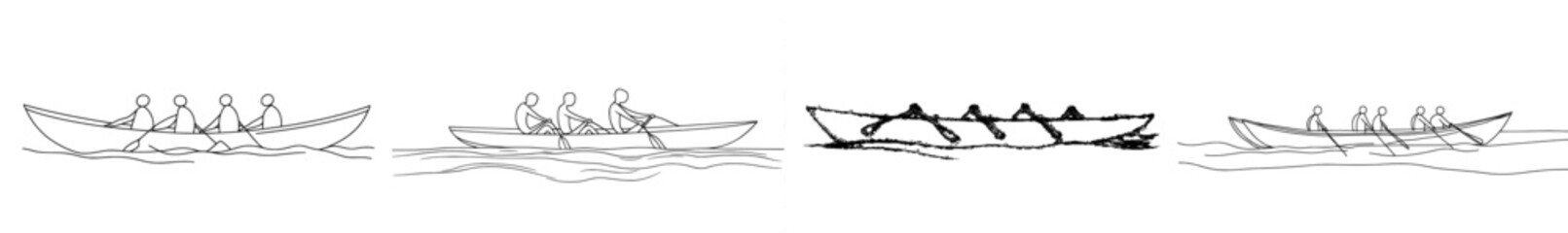 Aufkleber - Team member rowing a boat as a symbol of teamwork. Continuous one line drawing.