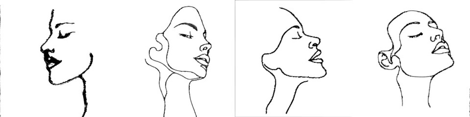 Poster - Modern female line art portrait. Minimalist female drawing