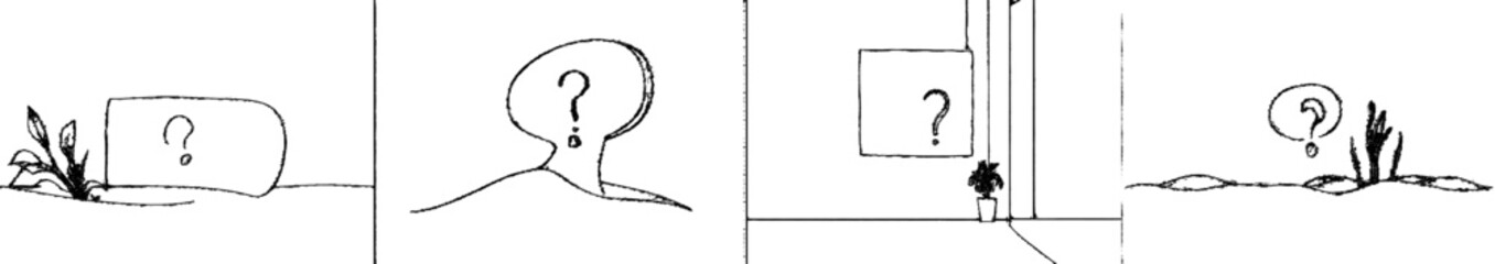 Poster - One line drawing of a question mark and speech bubble. Trendy line art modern on a white background. Illustration in a modern style.
