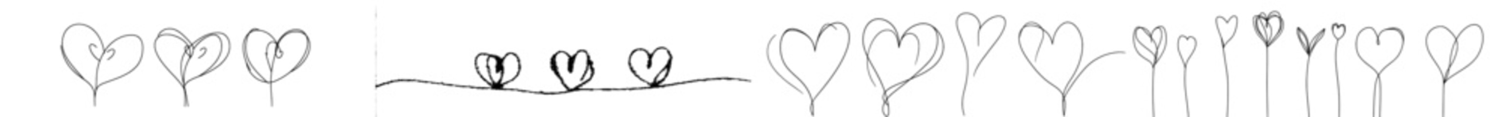 Leinwandbilder - The Heart Border Set is a continuous line art heart banner or divider.