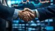 © Pat J. - Business partners shaking hands in a modern conference room with a backdrop of high-rise buildings