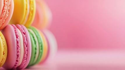 Vibrant Macarons Displayed in a Straight Line